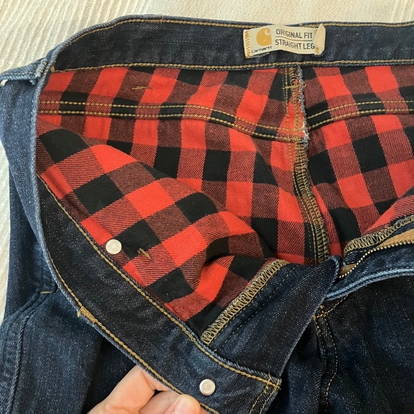 Carhartt Flannel Lined Denim Jeans Women's 8 Regular Straight Leg Original Fit - Picture 4 of 7